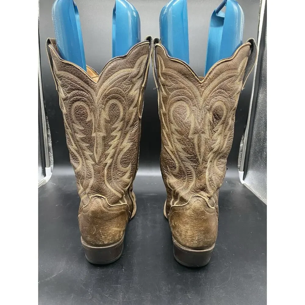 J. Chisholm Mens Western Cowboy Boots 8.5 D 92134 Brown